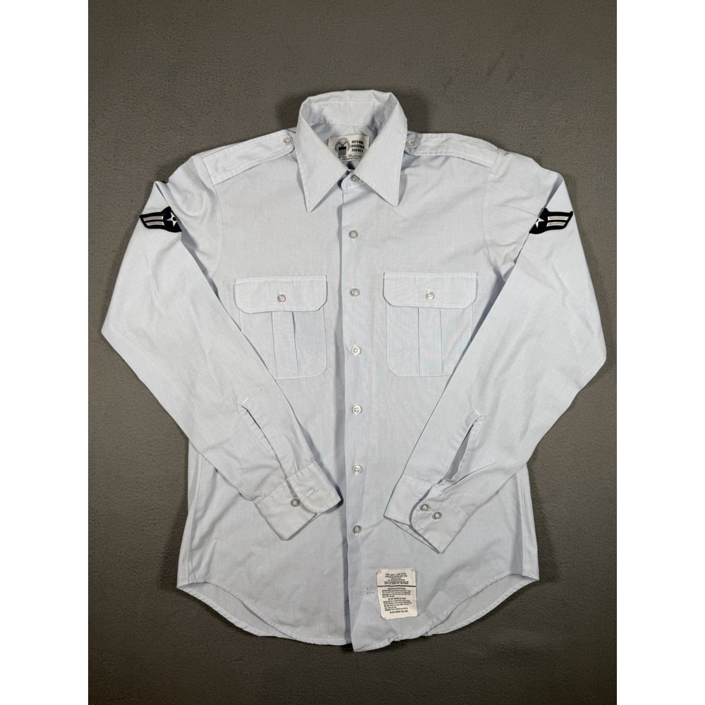 USAF Military Issue Long Sleeve Shirt Cotton Blue 1550 Size 15.5 x 36 Medium